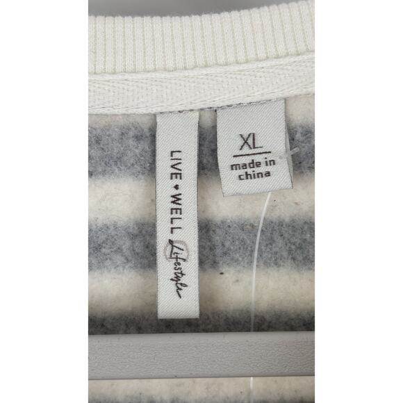 Live Well Lifestyle Womens Striped Sweatshirt Size XL Black White Pink Heart NWT - Picture 7 of 9